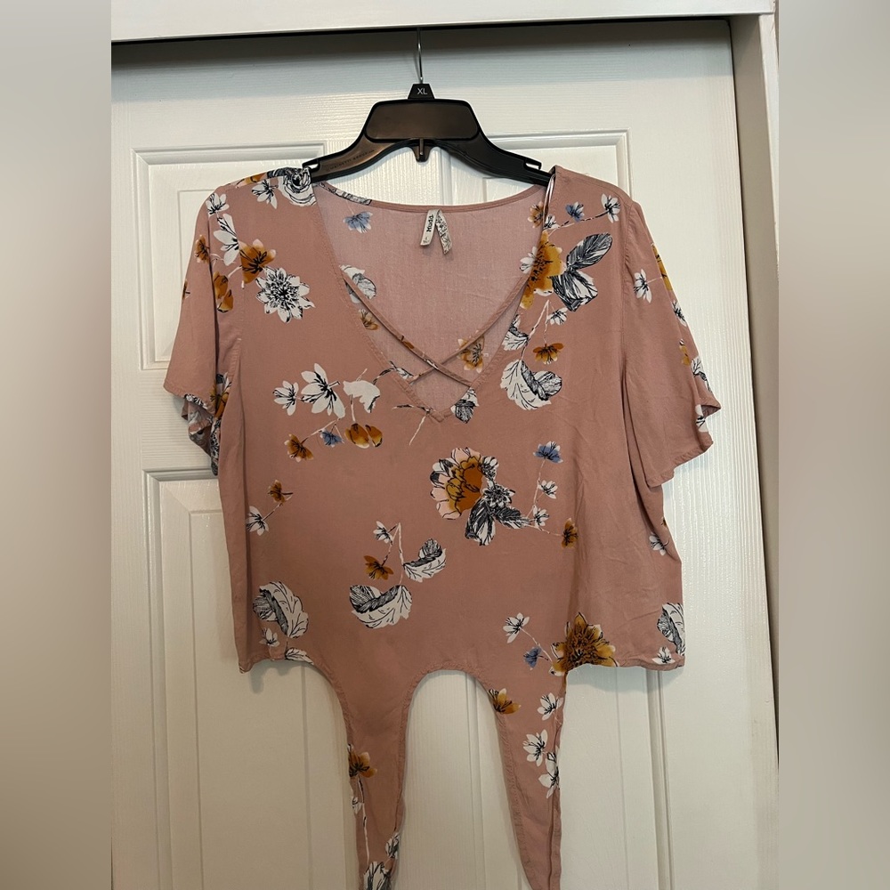 Cropped crisscross floral top